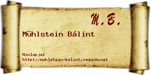 Mühlstein Bálint névjegykártya